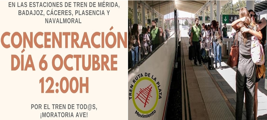 Manifestaciones en Plasencia, Navalmoral, Cáceres, Mérida y Badajoz por el tren