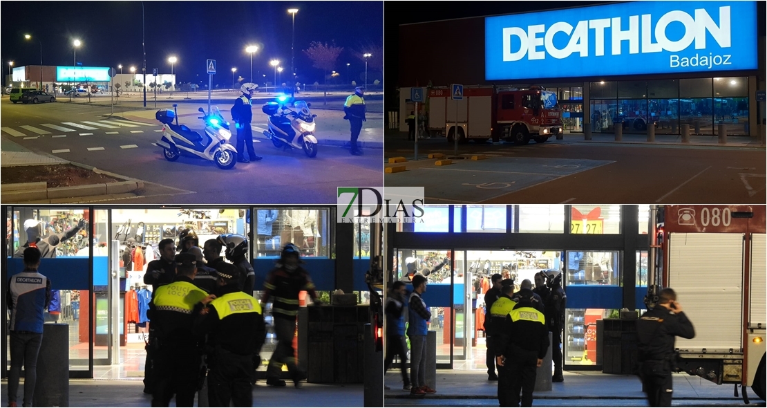 Los cuerpos de seguridad desalojan Decathlon-Badajoz