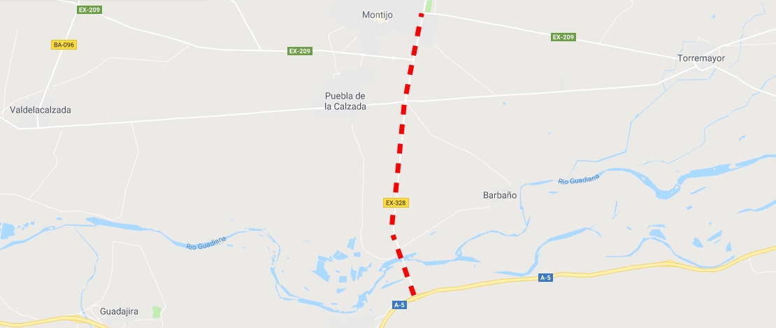 Adjudicado el contrato para la ampliación de la EX-328 en Montijo