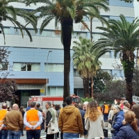 Un simulacro en Hacienda alerta a trabajadores y ciudadanos de Badajoz
