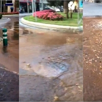 Reventón de tuberías en el centro de Badajoz