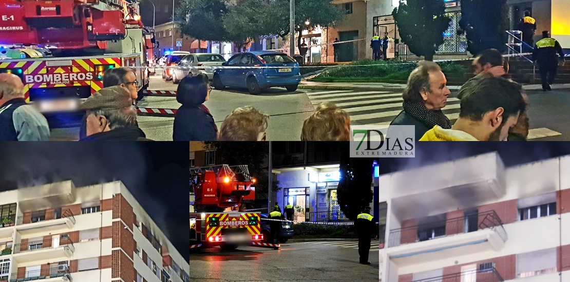 Un incendio en una vivienda sorprende a vecinos y ciudadanos en el centro de Badajoz