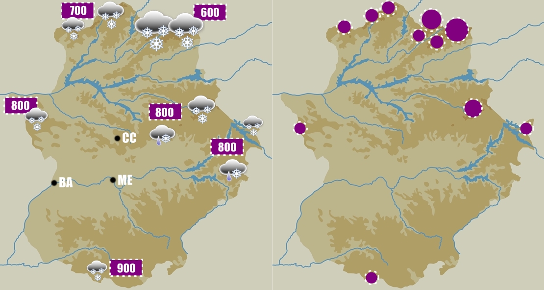 Dónde podría verse algo de nieve el viernes en Extremadura