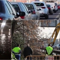 Una enorme rotura del colector de Badajoz destroza el Palacio de Cristal