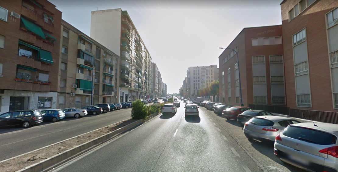 Riegan con aceite nueve vehículos aparcados en una avenida de Badajoz