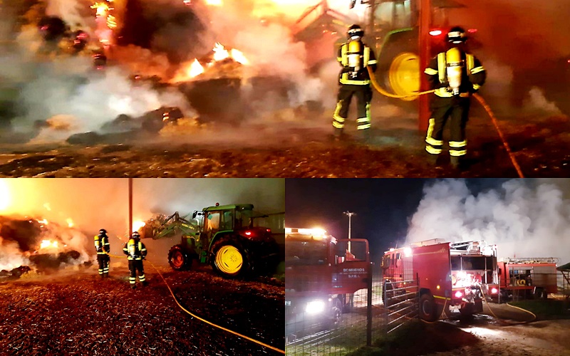 Los bomberos sofocan un incendio durante toda la madrugada en una finca