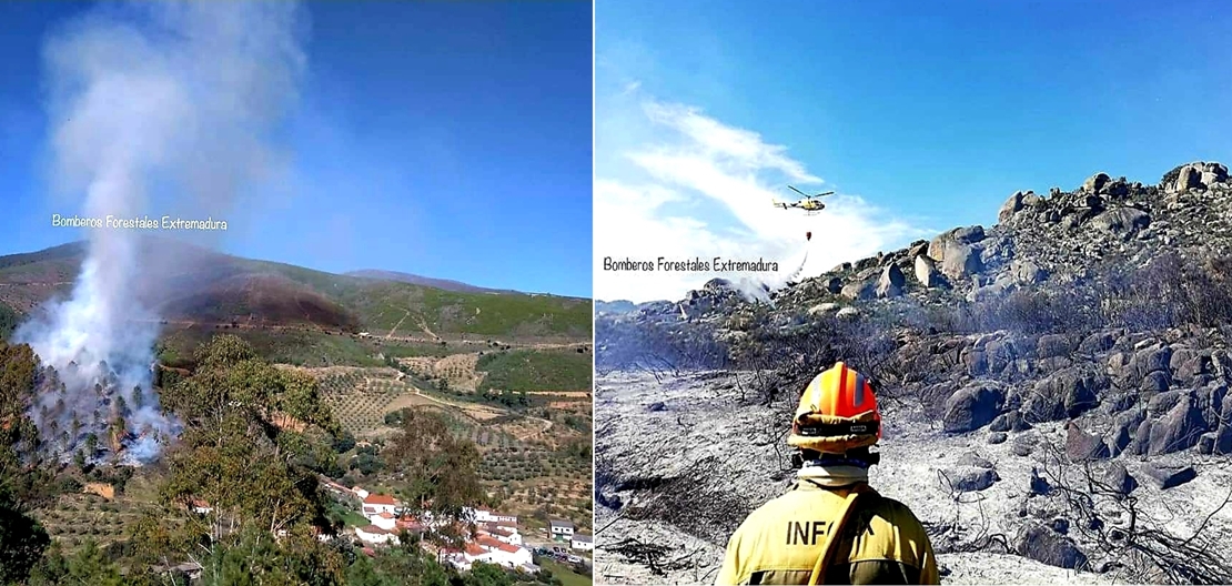 Dos incendios forestales afectan a la provincia de Cáceres