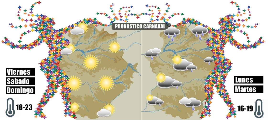 Pronóstico del tiempo para el Carnaval en Extremadura