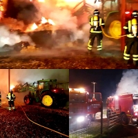 Los bomberos sofocan un incendio durante toda la madrugada en una finca