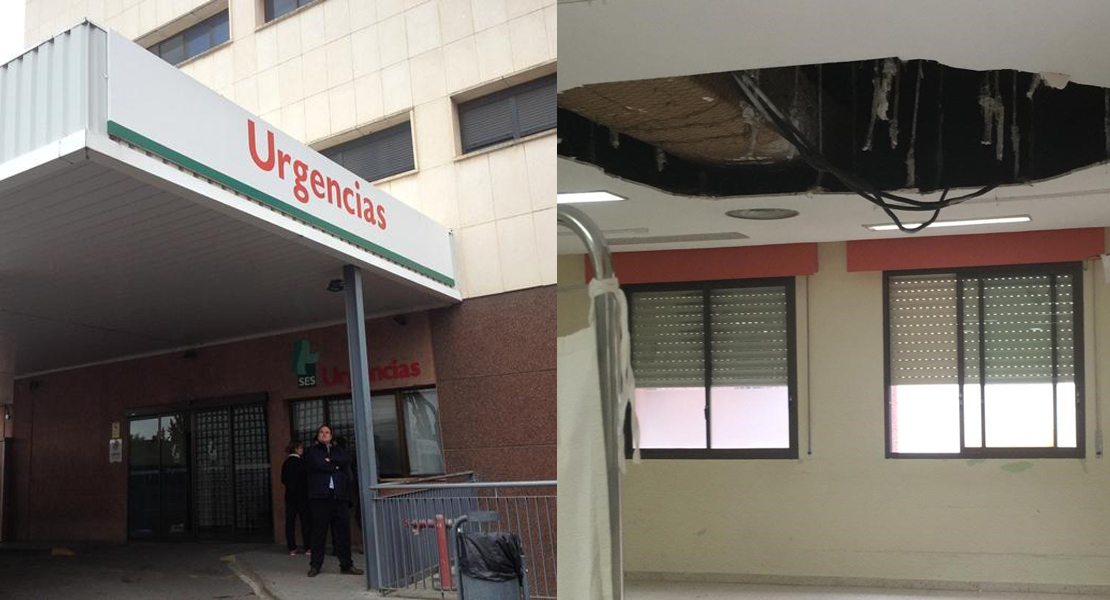 Un techo del hospital de Badajoz se desploma y alcanza a dos personas