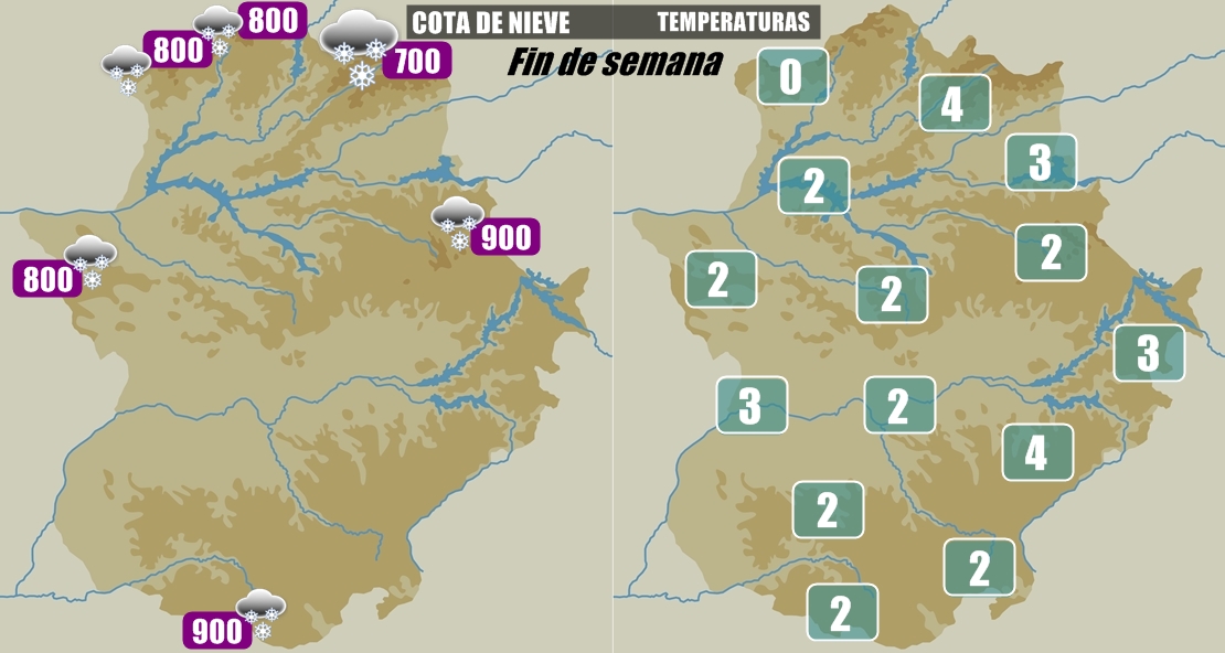 Posibles cotas de nieve y temperaturas mínimas para este fin de semana