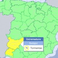 El 112 activa la alerta amarilla por tormentas en la provincia de Badajoz