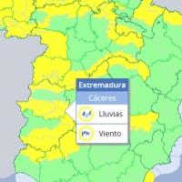 Alerta amarilla por lluvia y viento en varias zonas de Extremadura