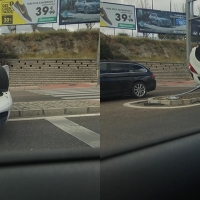 Vuelco de un turismo en la intersección de la carretera de Sevilla con la BA-20