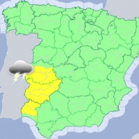 El 112 amplía la alerta amarilla por tormentas para este lunes a la provincia de Cáceres