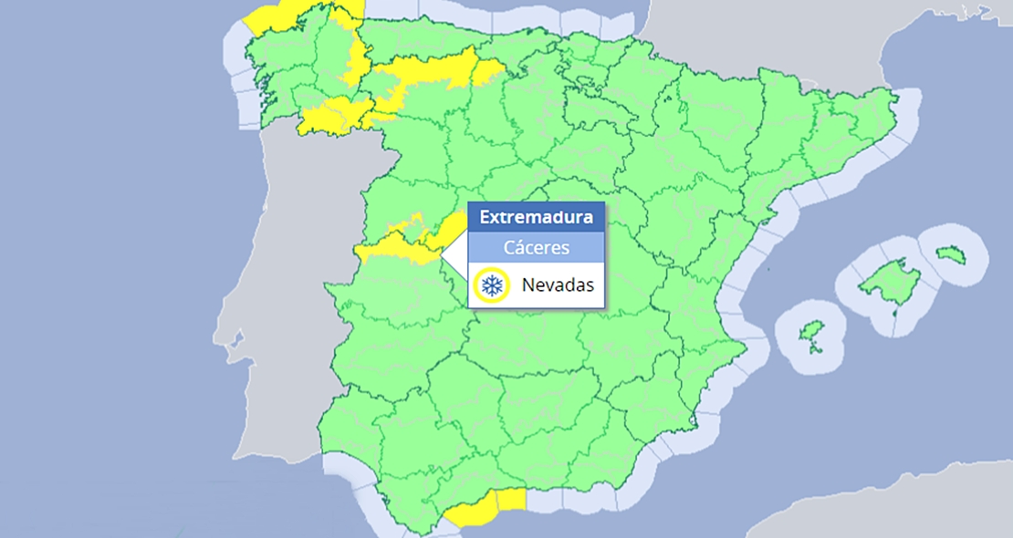 El 112 activa la alerta amarilla por nevadas en el norte de Cáceres