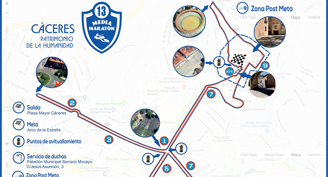 Calles cortadas por la Media Maratón de Cáceres