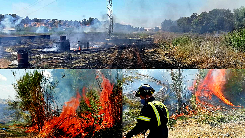 Incendio en una explotación agrícola en Talavera la Real (BA)