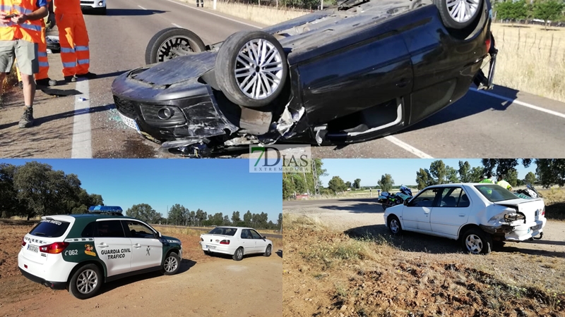 Colisión múltiple cerca de la ermita de Bótoa (Badajoz)