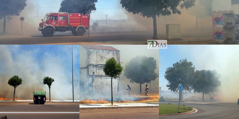 Un incendio de pastos alerta a los vecinos de Ronda Norte en Badajoz