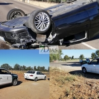 Colisión múltiple cerca de la ermita de Bótoa (Badajoz)