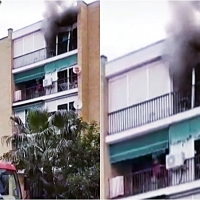 Incendio en un último piso de viviendas en Mérida