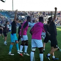 Los aficionados celebran la victoria del CD.Badajoz