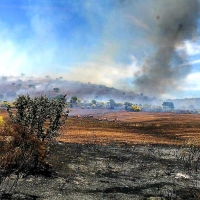 El 112 y retenes del plan INFOEX colaboran para sofocar un incendio en Zafra