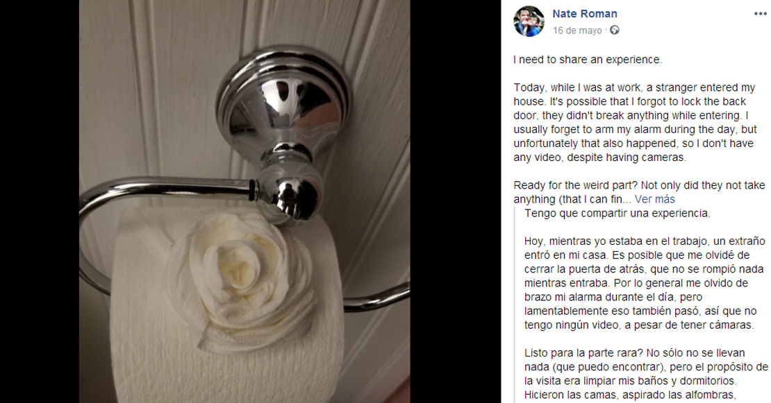 Un extraño entra en su casa y decide limpiársela