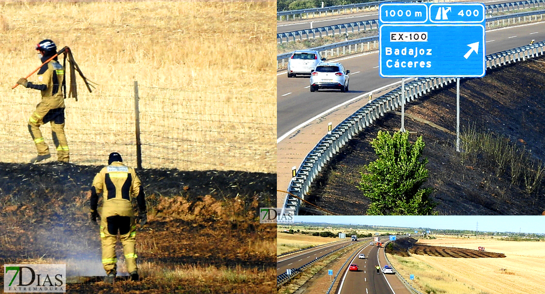 Un incendio llena de humo dos carriles de la autovía A-5