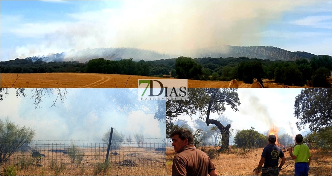 Situación complicada por incendio entre Almendral y Valverde de Leganés