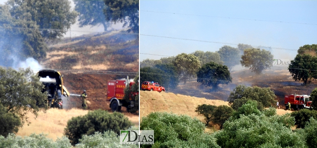 Una empacadora genera un incendio en la carretera de Campomaior