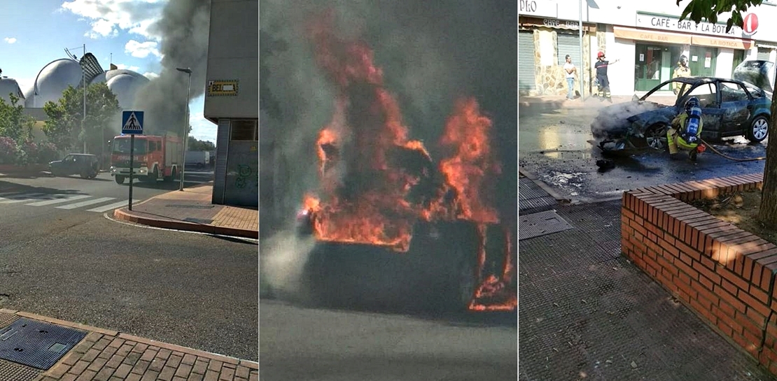 Sale ardiendo un vehículo en el Cerro de Reyes (Badajoz)