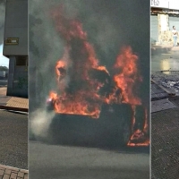 Sale ardiendo un vehículo en el Cerro de Reyes (Badajoz)