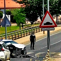 Colisión entre dos vehículos a la salida de Olivenza