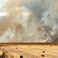Un incendio avanza cerca de la urbanización Río Caya (Badajoz)