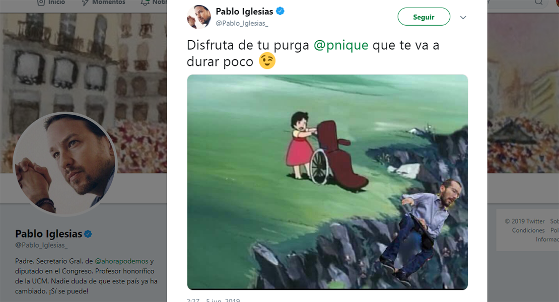 Pablo Iglesias &#39;arroja&#39; a Echenique por un barranco