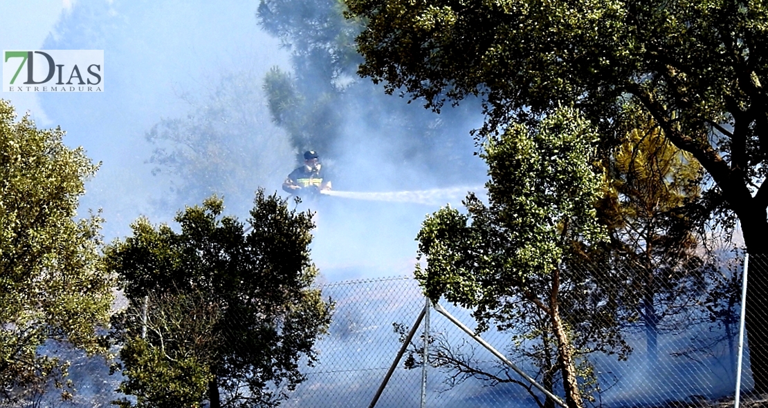 Imágenes del incendio en la urbanización Los Montitos (Badajoz)