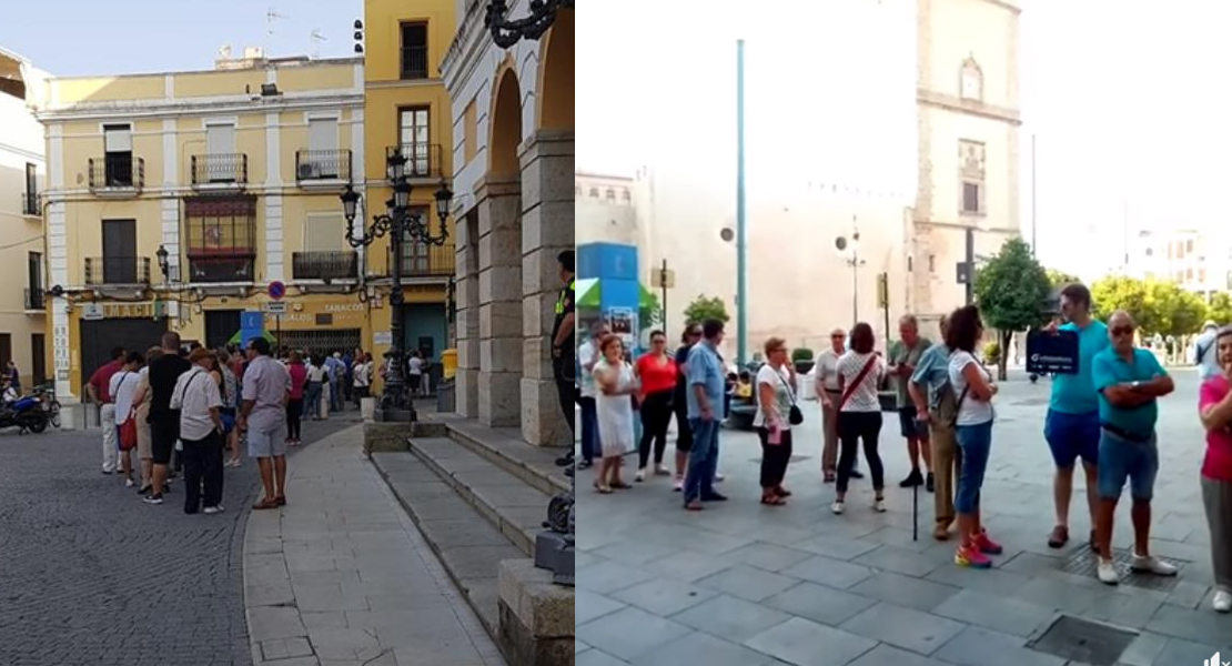 “Estas son las colas para recoger los recibos del IBI en Badajoz, con una previsión de 42°&quot;