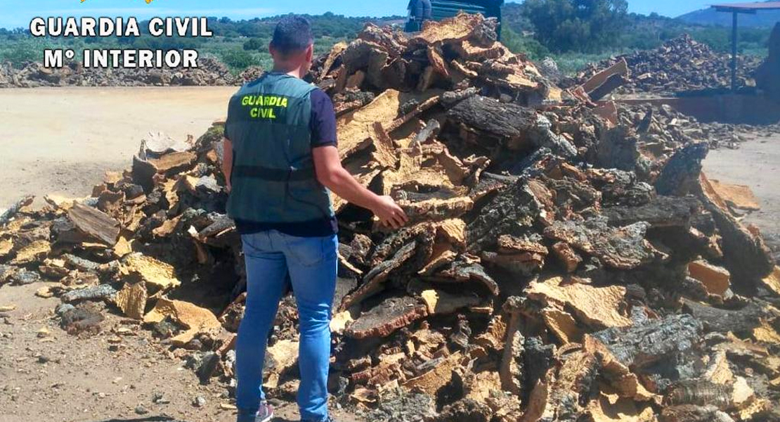 La Guardia Civil recupera una tonelada de corcho sustraído en Sierra de Fuentes
