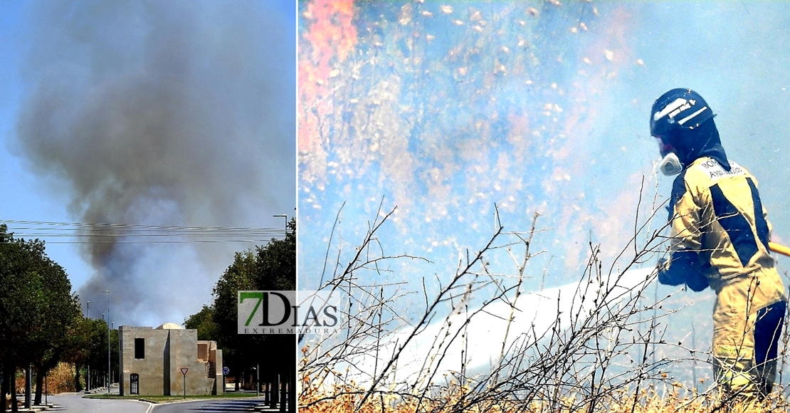 Incendio en la Ronda Norte de Badajoz