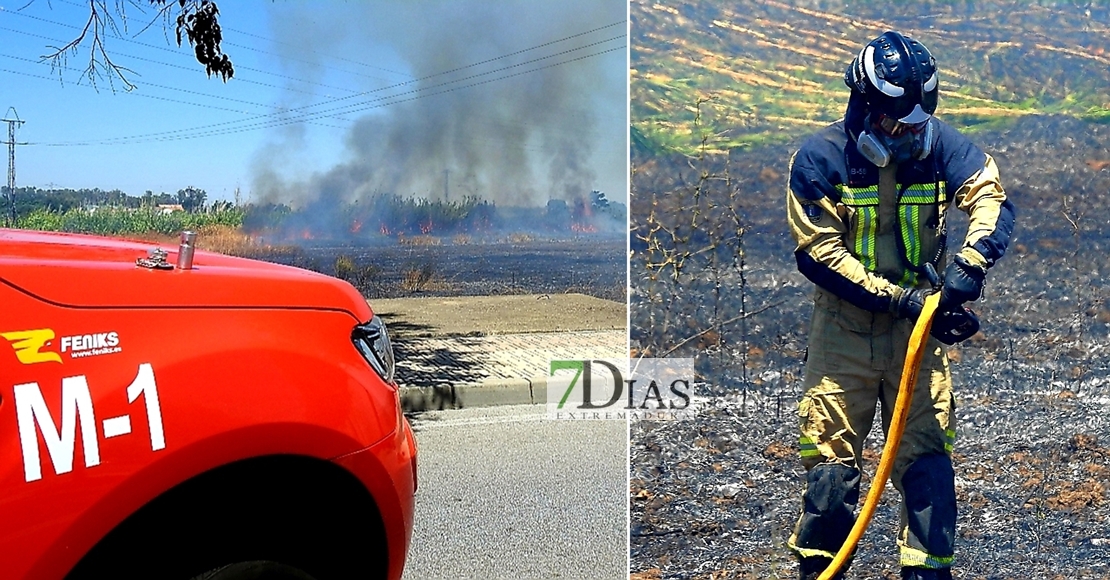 Incendio en la Ronda Norte de Badajoz