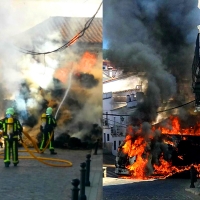 Un camión sale ardiendo en plena calle cuando atravesaba Constantina