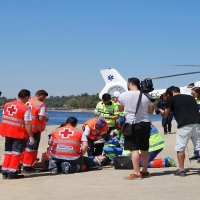 Simulacro de emergencias en el Pantano de Orellana la Vieja