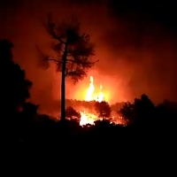 Arde la sierra de Tentudía (Badajoz)