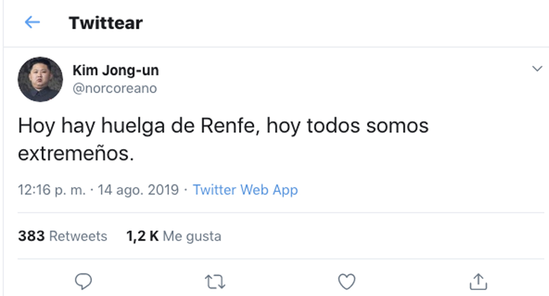 El tweet que compara la huelga de Renfe con el día a día del tren extremeño