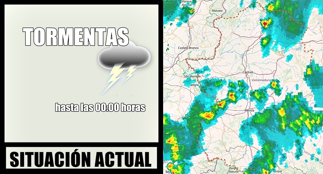Mucha actividad tormentosa esta tarde en Extremadura
