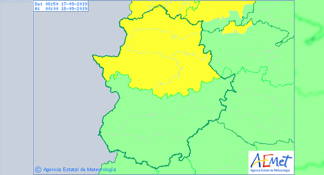 Extremadura en alerta amarilla por lluvias y tormentas en la provincia de Cáceres