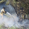 Imágenes del incendio en la Nacional 432 (Badajoz)