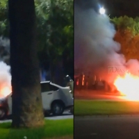 Arde un coche en la avenida Sinforiano Madroñero de Badajoz